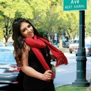 Red baby alpaca wool scarf